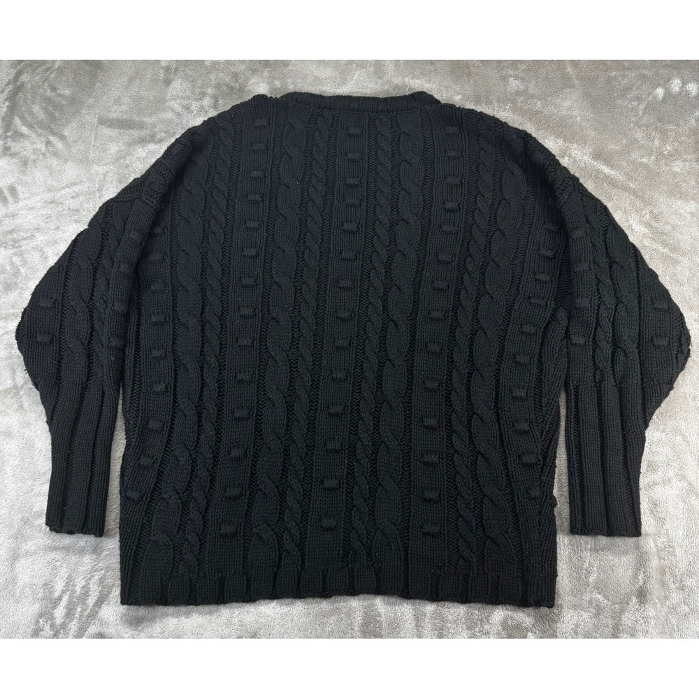 AFRM Cable Knit Sweater Women XS/S Black Oversized V-Neck Bobble Chunky - Picture 4 of 6